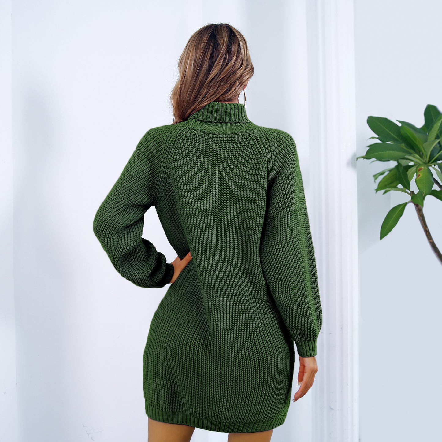 Elegant Waist Twist Sweater Dress