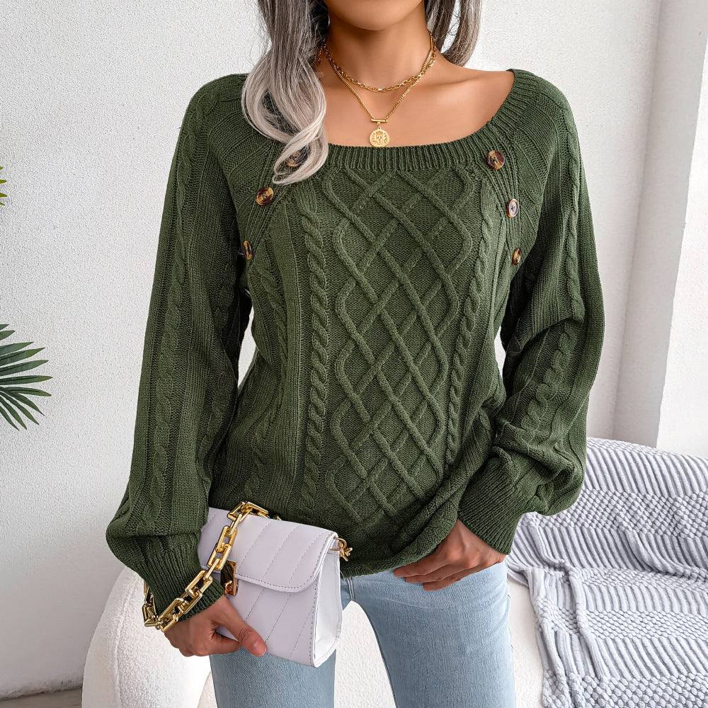 Basic Square Neck Acrylic Sweater