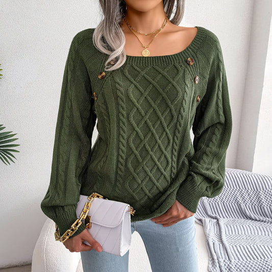 Basic Square Neck Acrylic Sweater