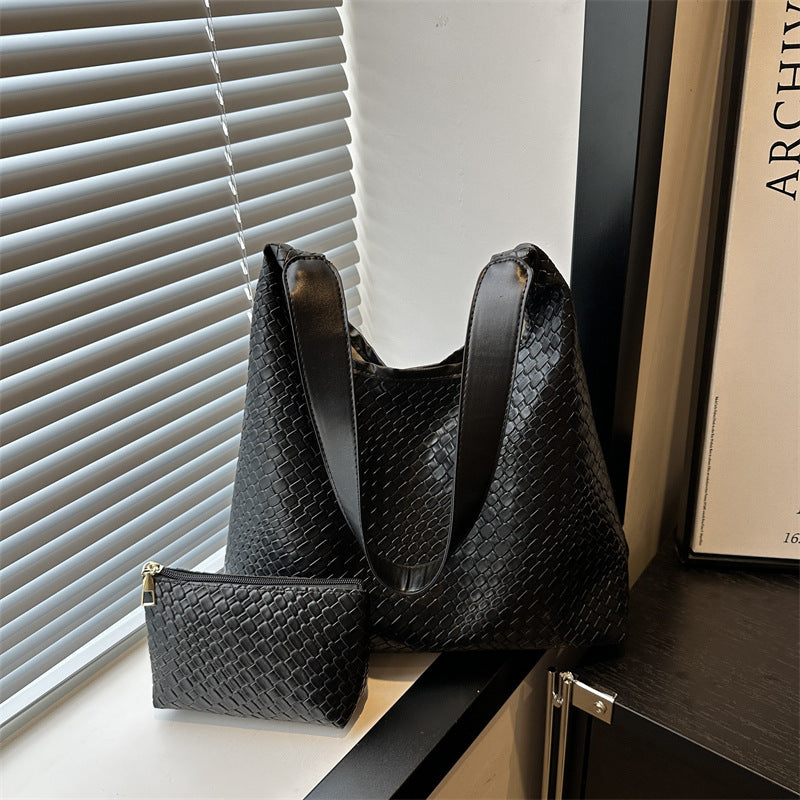 Sleek Weave Woven Tote Bag