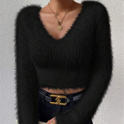 Slim Fit V-Neck Plush Sweater