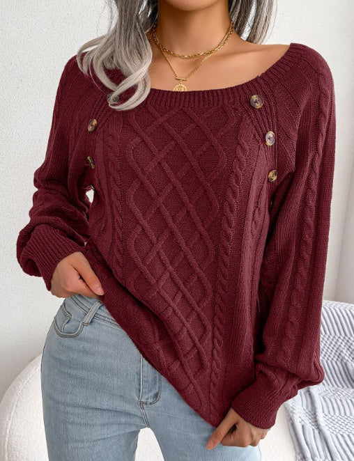 Basic Square Neck Acrylic Sweater