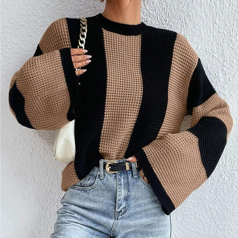 Striped Bell Sleeve Knit Sweater