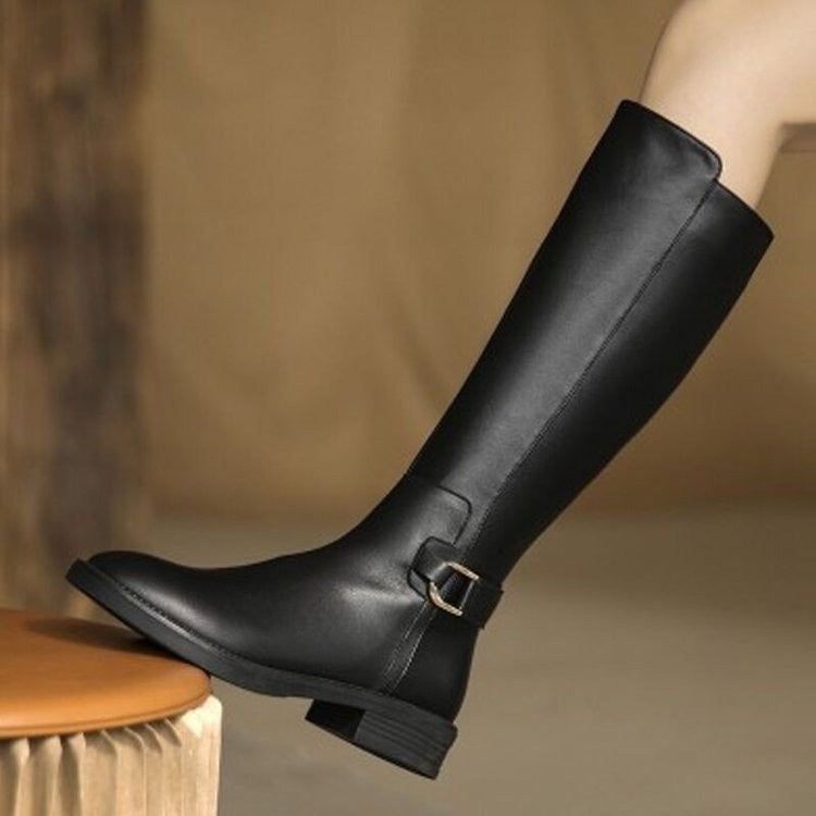 Knee-High Boots with Buckle Detail