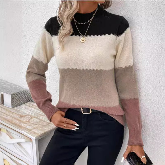 Soft Contrast Knit Cashmere Sweater