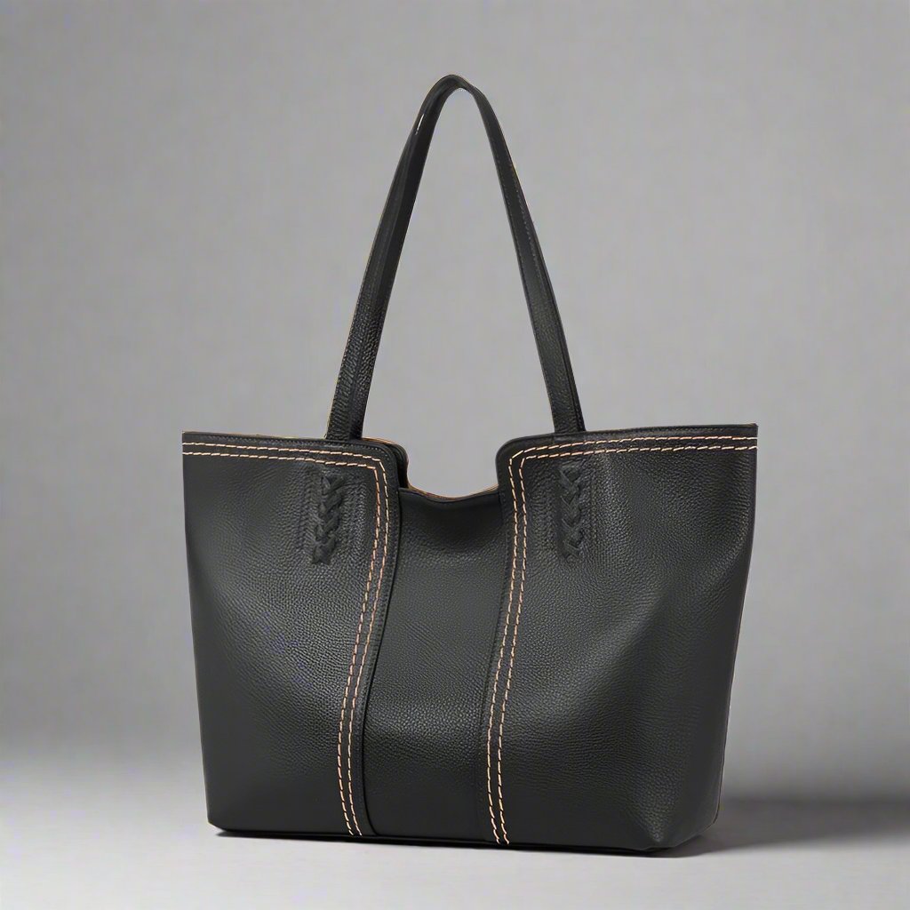 Double-Layer Leather Tote Bag