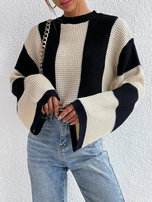 Striped Bell Sleeve Knit Sweater