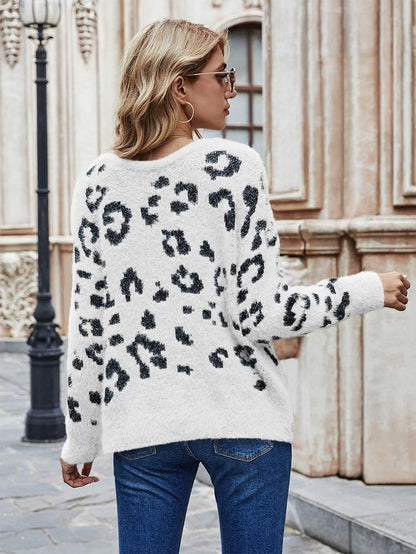 Leopard Patterned Knit Sweater