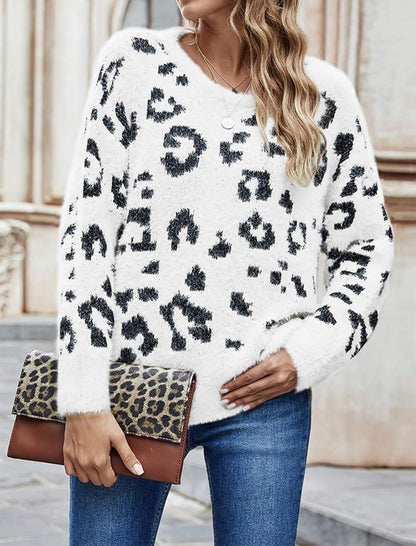 Leopard Patterned Knit Sweater