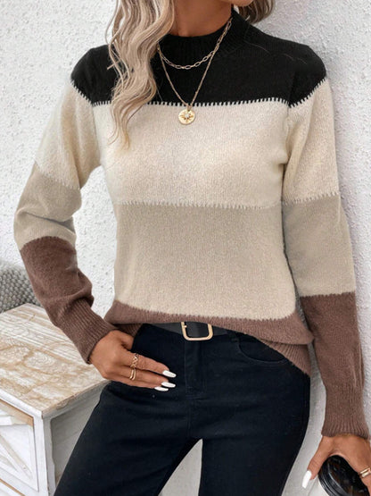 Soft Contrast Knit Cashmere Sweater