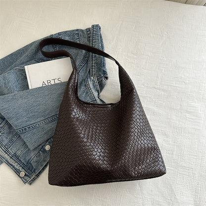 Sleek Weave Woven Tote Bag