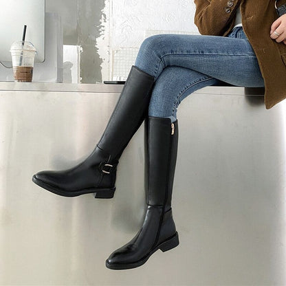 Knee-High Boots with Buckle Detail