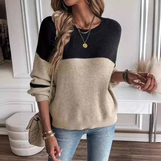 Elegant Contrast Knit Sweater