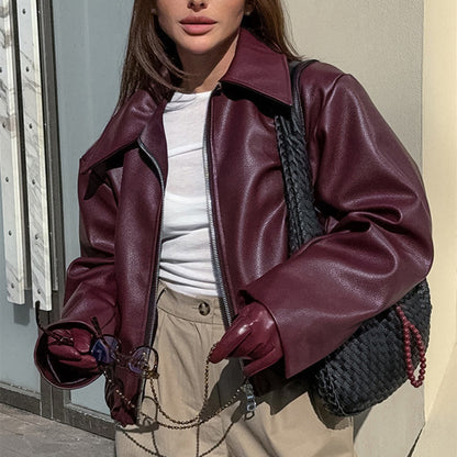 Luxe Lapel Leather Jacket