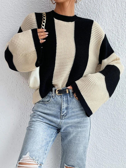 Striped Bell Sleeve Knit Sweater